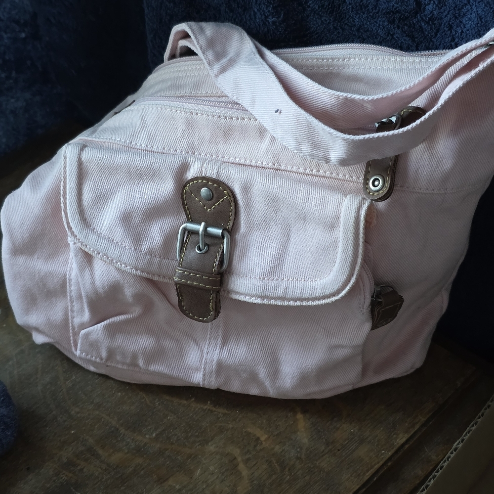 Pink Canvas Shoulder Bag